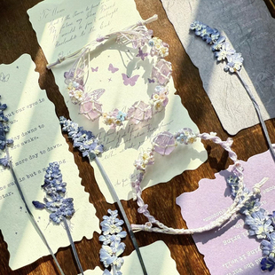 紫色薰衣草】合成紫水晶macrame绳编网兜小众森系手链学生闺蜜礼