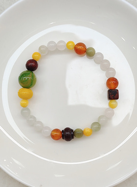 多彩玛瑙手串彩色学生手链小众ins闺蜜中式手饰品高颜值生日礼物