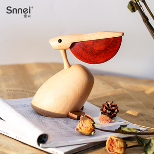 饰摆件治愈系礼物 北欧丹麦创意实木电视柜客厅桌面可爱动物木偶装