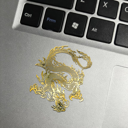 中国风龙凤图腾手机金属贴纸 超薄纯金色镀金贴笔记本电脑装饰贴