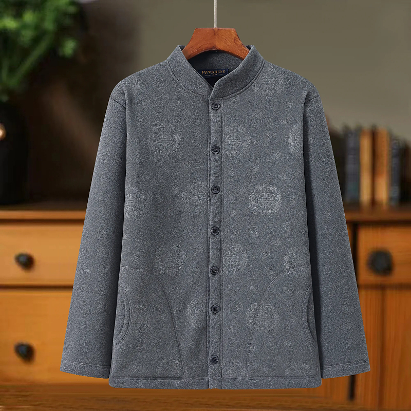 冬季中老年加绒加厚外套男爸爸装保暖开衫内胆小棉袄爷爷内搭棉衣