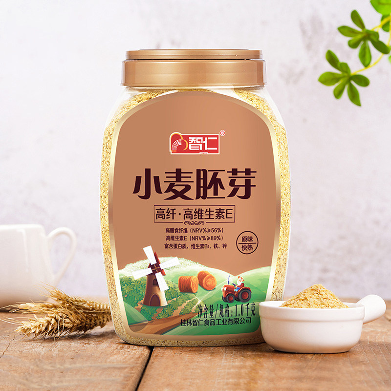 智仁小麦胚芽1000克罐装谷物早餐代餐冲饮即食饱腹粗粮