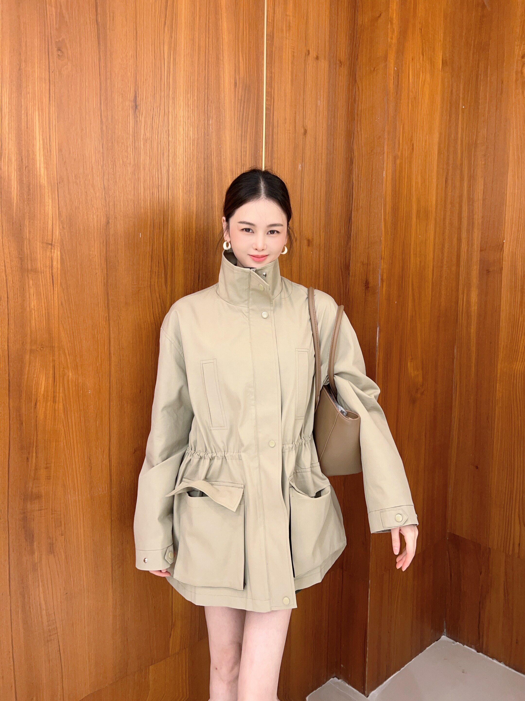 MissYu立领风衣短外套宽松休息T恤半身裙裤高腰超短裙女士裙子