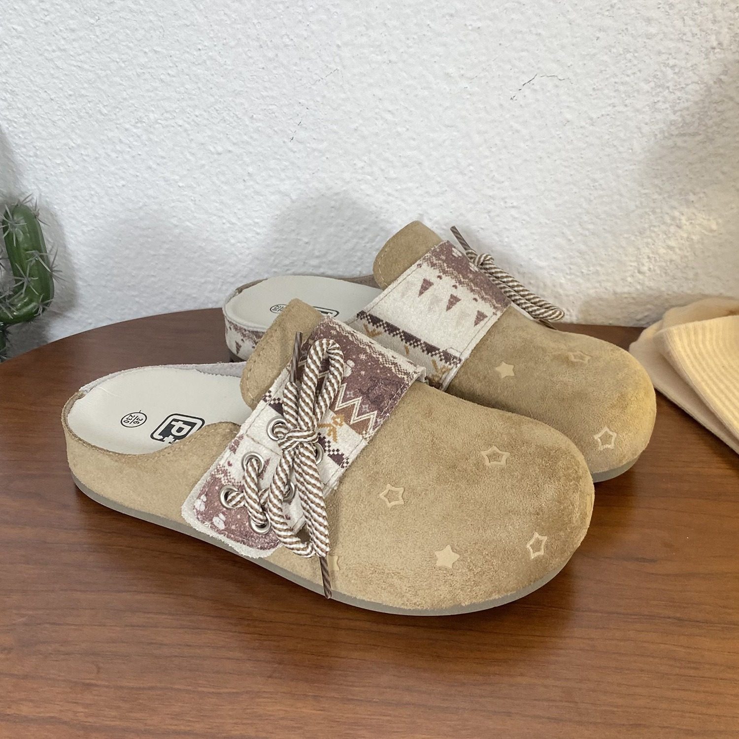 卡其色一脚蹬勃肯鞋女2026春新款经典平底透气舒适百搭包头拖鞋潮,女鞋,勃肯鞋/软木鞋,淘宝优惠券,粉丝福利购,淘宝优惠卷