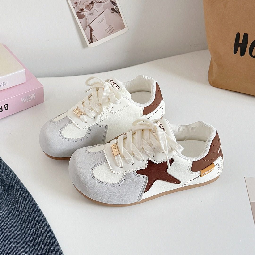 棕色大头星星德训鞋女2026春季新款软底舒适透气百搭休闲阿甘板鞋,女鞋,德训鞋,淘宝优惠券,粉丝福利购,淘宝优惠卷