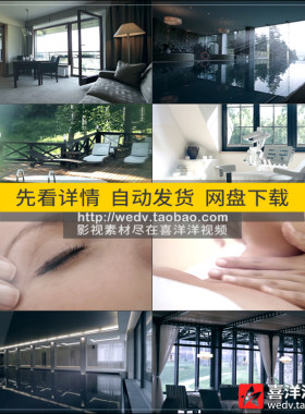 K072高档酒店大自然森林阳光舒适客房游泳池SPA养生餐厅视频素材