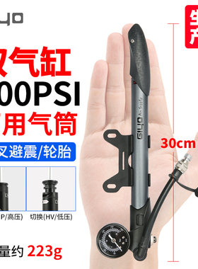 台湾GIYO进口气叉前叉打气筒山地公路自行车避震便携高压带气压表