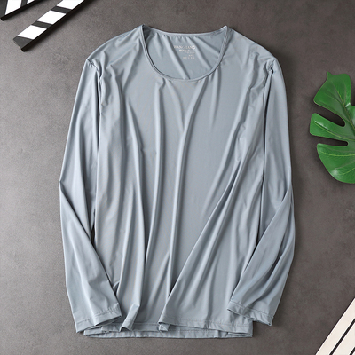 男士秋衣男款上衣夏季超薄冰丝内衣男生薄款青少年长袖T恤打底衫