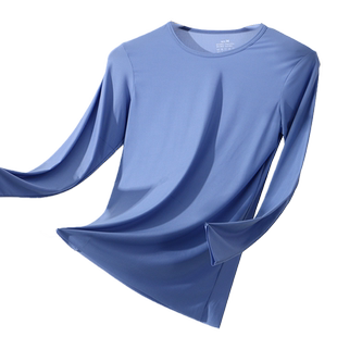 男士秋衣单件保暖上衣超薄款新款冰丝紧身内搭打底衫男款长袖内衣