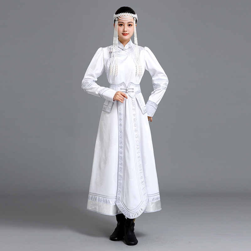 长款大裙摆蒙古族服装女蒙古裙高档蒙古袍礼服舞蹈表演出服迎宾服