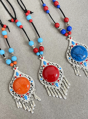 民族风手工制作毛衣链项链