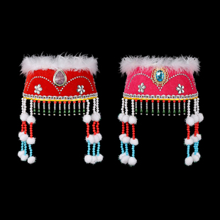 蒙古族帽子儿童香妃帽女孩公主帽蒙古头饰少数民族帽蒙古演出帽