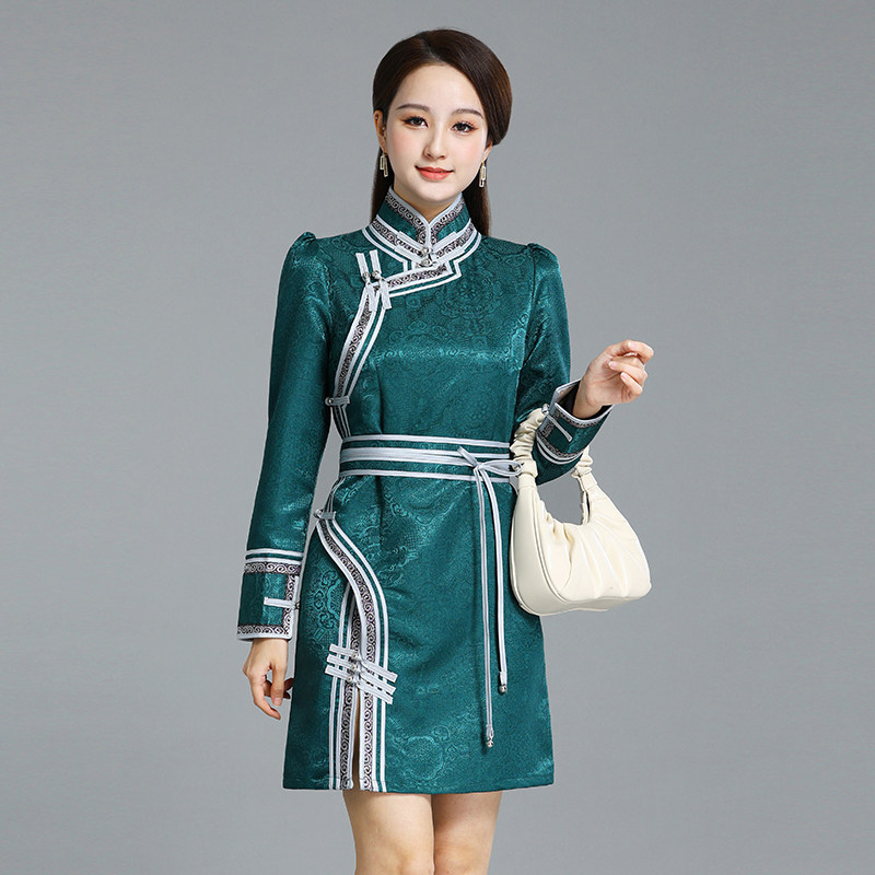 蒙美人立领蒙古服装盘扣生活装