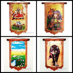 蒙古族特色工艺皮画 内蒙古手工艺品 挂画装饰画皮革彩印工艺画