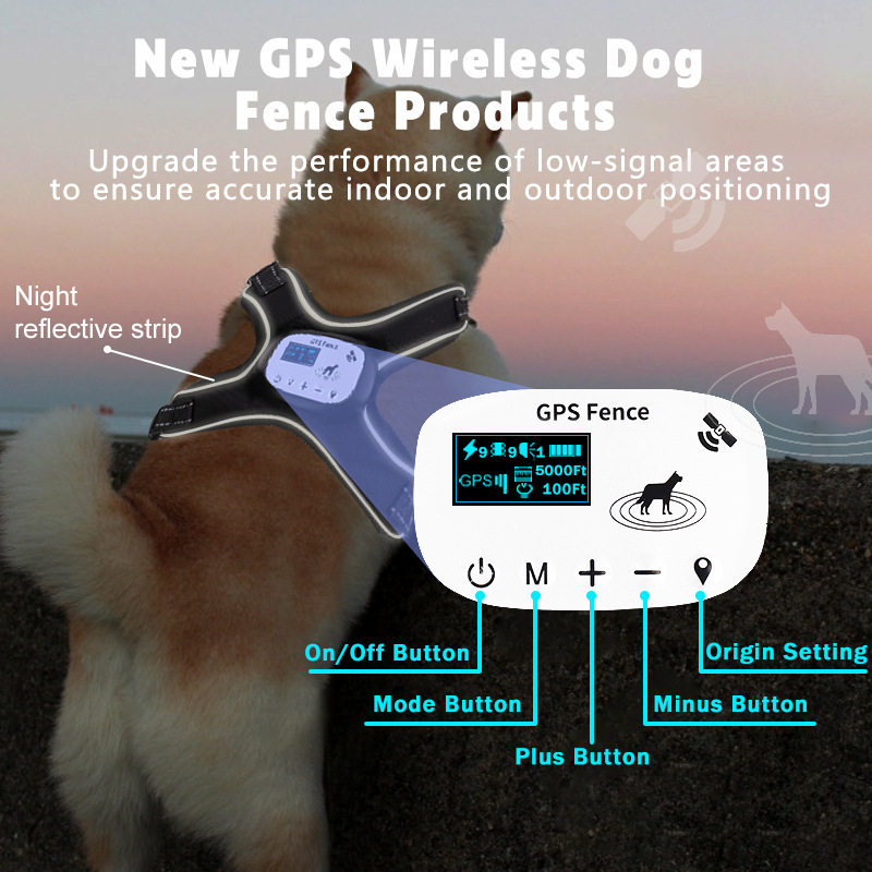 GPS宠物电子围栏追踪定位智能项圈户外防水多功能无线止吠训狗器