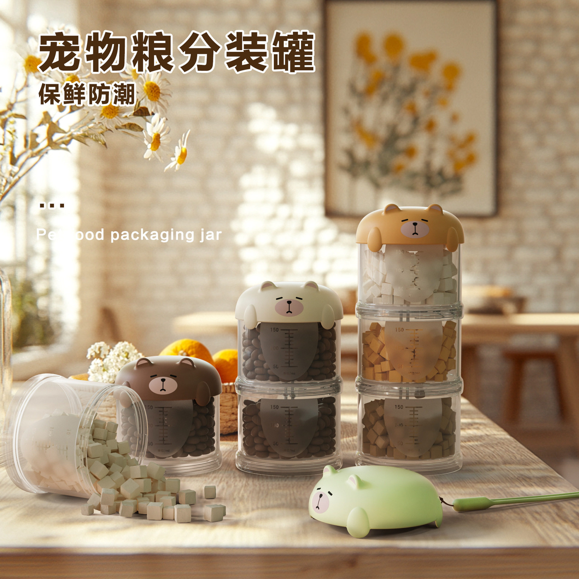 宠物多功能外出储水粮桶猫粮狗粮便携式零食密封防漏防潮收纳盒子