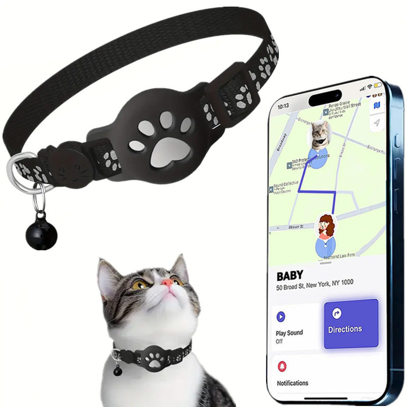宠物猫咪定位器项圈适用于 iOS 防水Apple Find My追踪器反光项圈