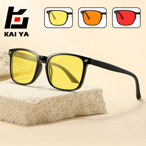 跨境复古夜视防蓝光黄色男女手机平光镜电脑竞技游戏护目眼镜