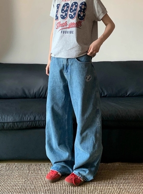 批39网图N1536字母刺绣水洗牛仔 蓝色S到3XL