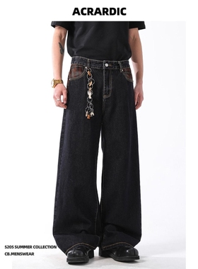 批42网图N1601格纹拼接丹宁原色 黑蓝色S到3XL