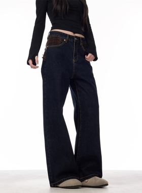 布老哥Blog美式复古黑色单宁牛仔裤简约修身提裆显高长裤子潮K725