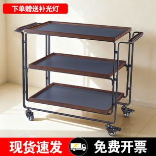 实木烤鸭车片鸭车酒水车大号餐车餐厅移动堂做车三层手推车餐车