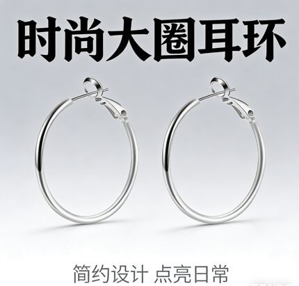 欧美大圈耳环女2026年新款潮圆圈耳圈简约个性冷淡风气质网红耳饰