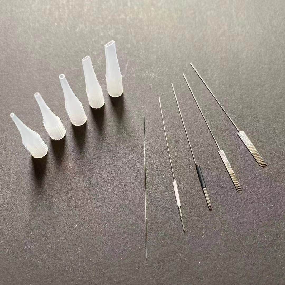 纹眉半抛机仪器针雅阁机圆三针半抛机针帽0.18单针毛尖针三叉针