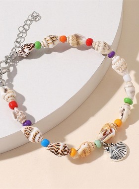 外贸热销流行海螺米珠绿松石手链沙滩海星吊坠贝壳夏季女手链饰品