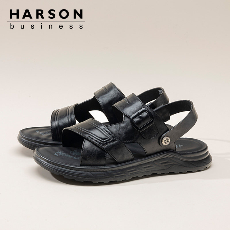 哈森男鞋夏季新款男士沙滩鞋外穿商务休闲鞋户外透气夏天爸爸鞋子