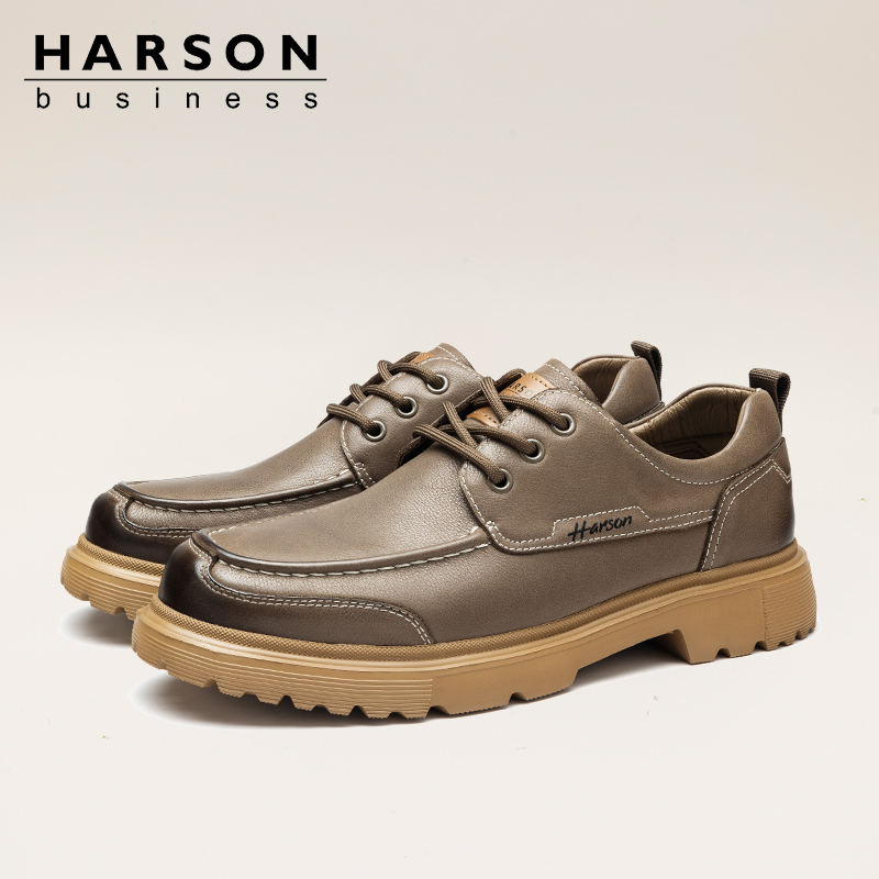 哈森男鞋春秋低帮户外工装鞋