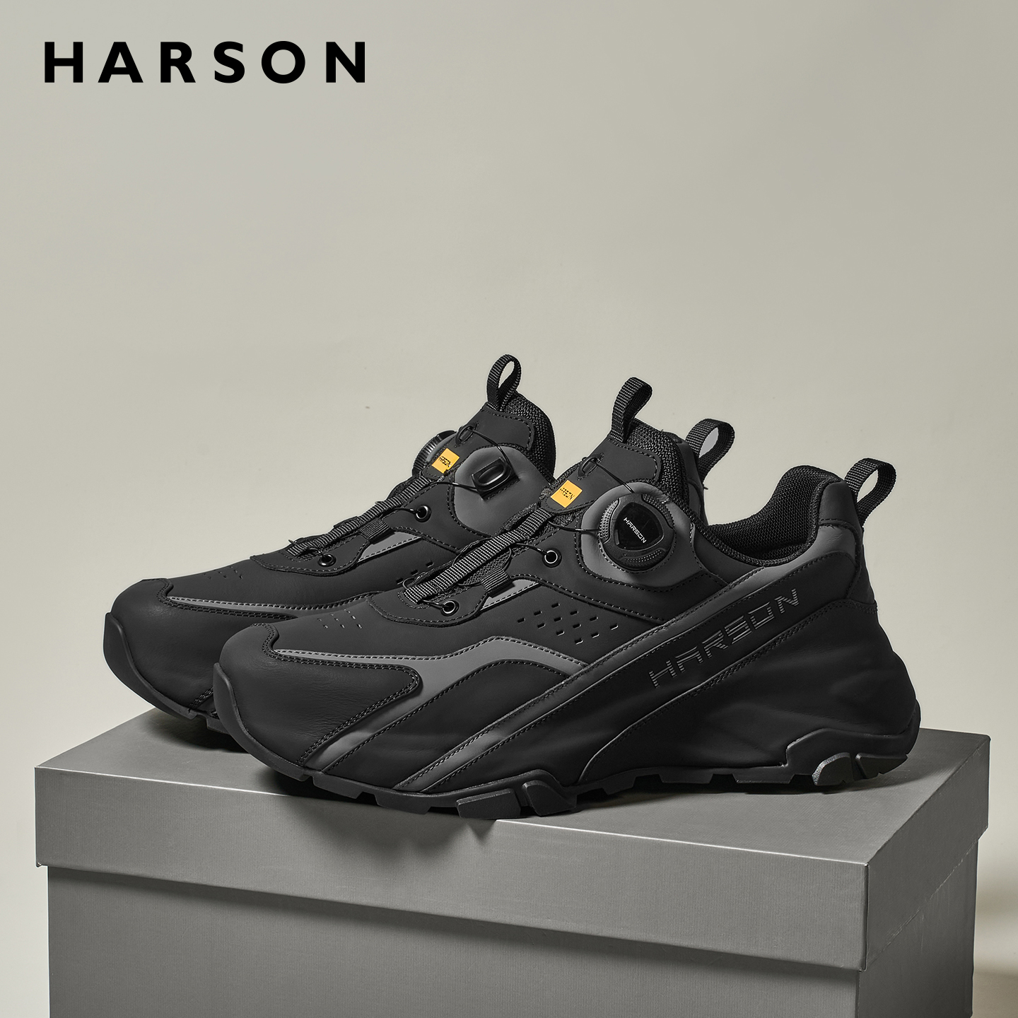 哈森秋冬男鞋新款时尚真皮运动鞋