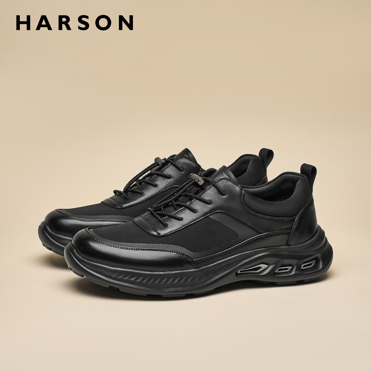 哈森男鞋秋季新款真皮运动鞋