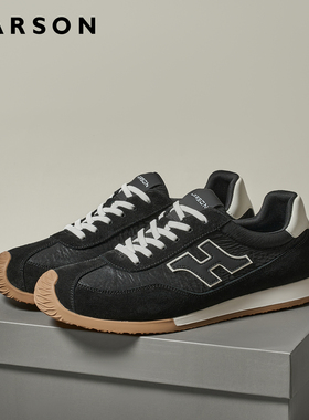 哈森秋季男鞋2025超火阿甘鞋Runner时尚经典德训鞋薄底男士休闲鞋