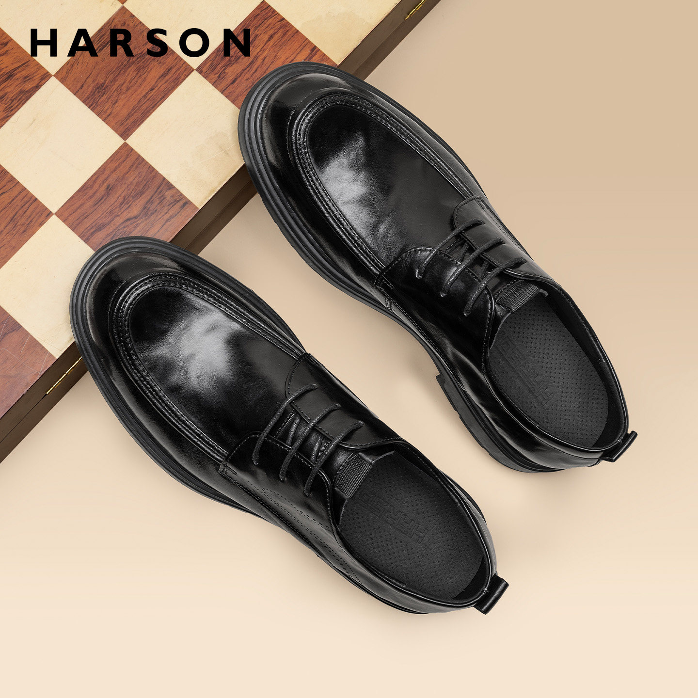 哈森西装男鞋大头德比鞋厚底商务正装皮鞋男士休闲皮鞋结婚新郎鞋