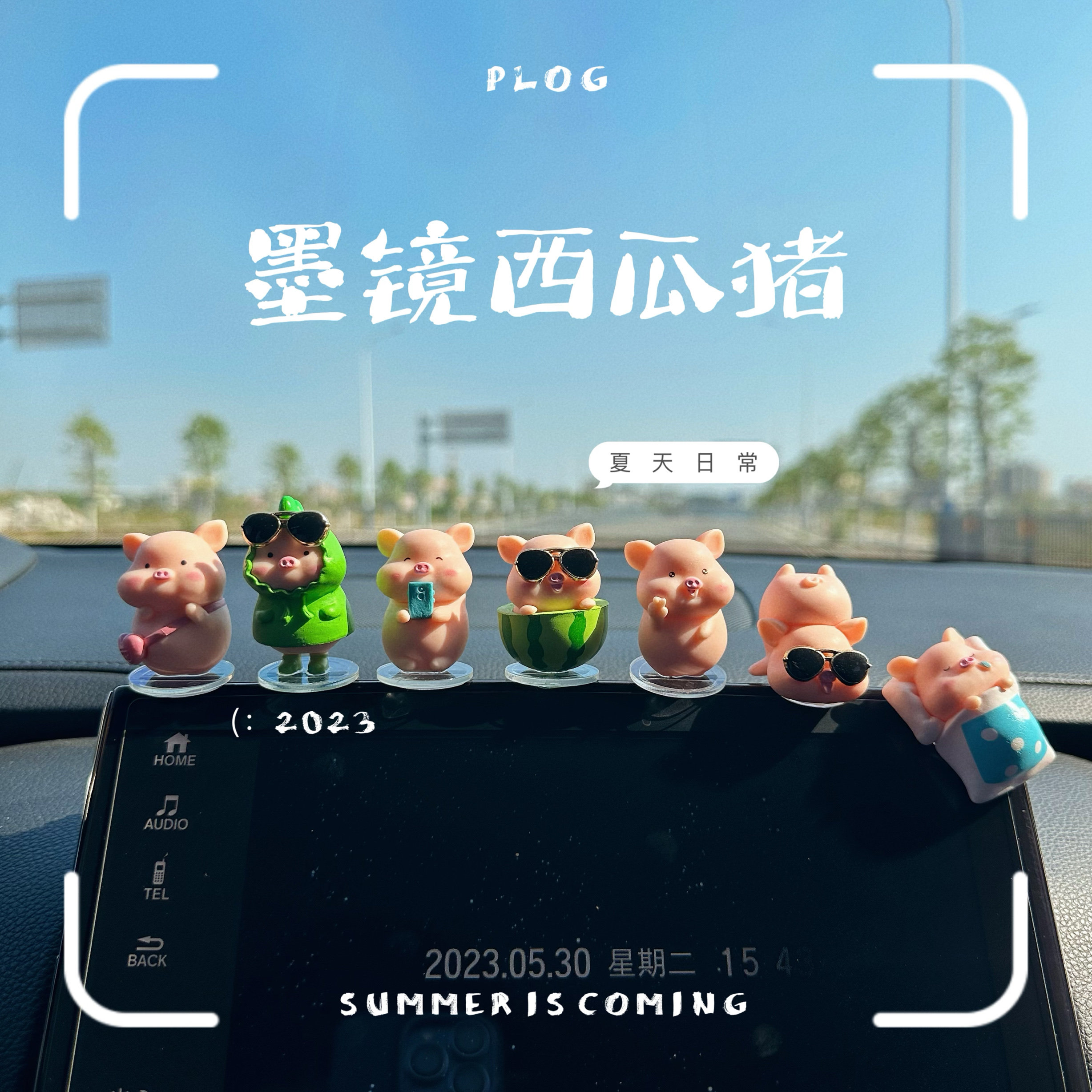 2025新款网红治愈系酷酷墨镜猪汽车摆件车载中控台创意装饰品摆件