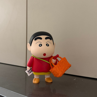 菜篮子蜡笔小新上街买菜呆萌潮玩桌面摆件家居客厅装饰中控台车载
