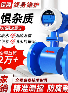 智能电磁流量计一体式管道分体式不锈钢插入式污水液体水表传感器