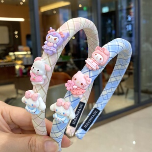 头箍女儿童小学生刘海发卡子海绵高头颅布艺发夹可爱动物格子发箍