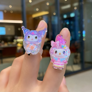 塑料戒指儿童小女孩卡通带灯闪光小礼物可爱公主库洛米饰品玩具