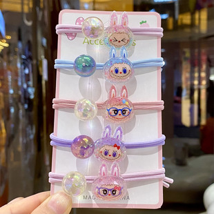 拉布布扎头发绳女儿童高弹力发光皮圈绑马尾橡皮筋可爱夜光发圈