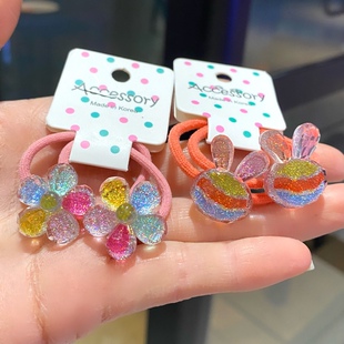 扎头发绳女宝宝小兔子橡皮筋小圈可爱彩色皮套不伤发女孩儿童发圈
