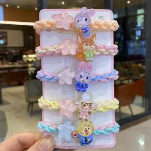 加粗编织高弹力耐用扎头发绳疯狂动物城胶圈发饰女孩儿童可爱发圈