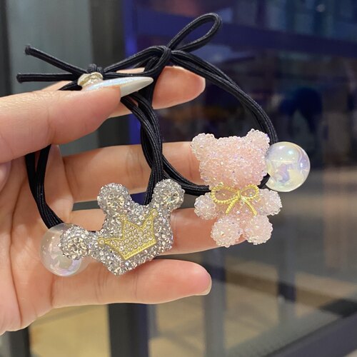 发绳高级感头饰女可爱小熊带钻