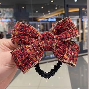 扎头发绳女红色大蝴蝶结橡皮筋高端高弹力绑马尾皮套丸子头发圈