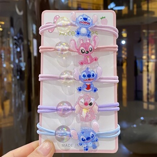 扎头发绳女儿童皮筋可爱史迪仔奇妙萌可高弹力夜光胶圈绑马尾发圈