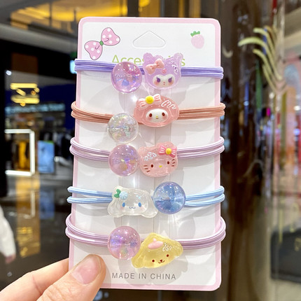 发圈女儿童高弹力耐用扎头绳可爱公主卡通皮套胶圈皮圈绑马尾发绳