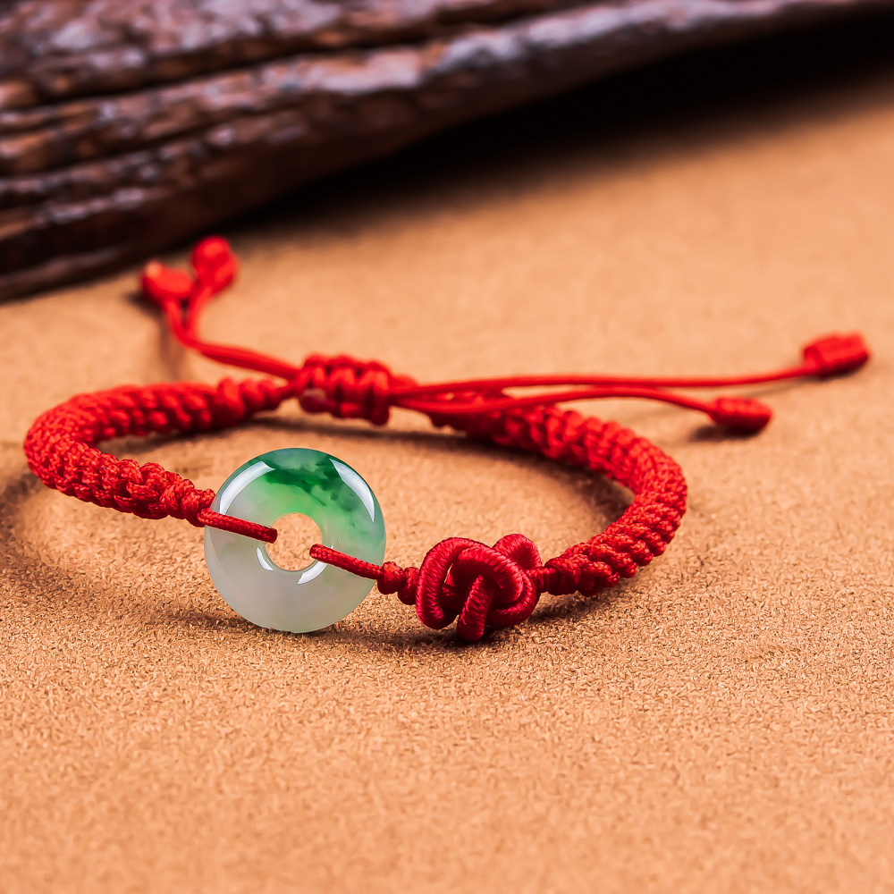 缅甸翡翠手绳冰润飘绿平安扣手链天然A货,珠宝/钻石/翡翠,手链/手串,淘宝优惠券,粉丝福利购,淘宝优惠卷