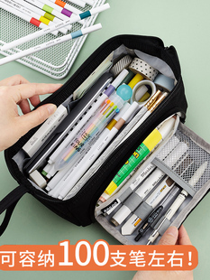 安蔻船型开窗笔袋ins日系大容量笔袋男多层小学生初中高中生简约