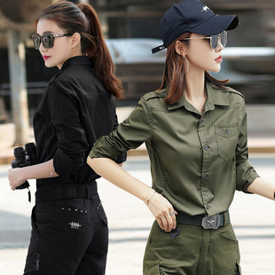 黑色衬衫女2026新款春秋装上衣小个子工装外套港风高端设计感小众